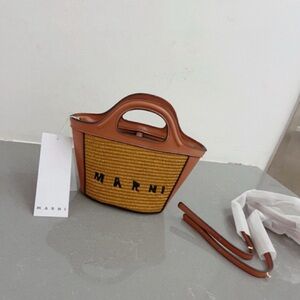 Marni brown woven crossbody handbag